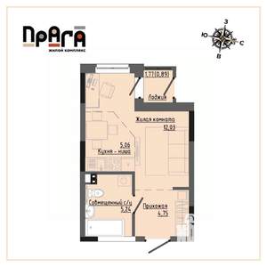 Студия квартира, вторичка, 28м2, 7/17 этаж