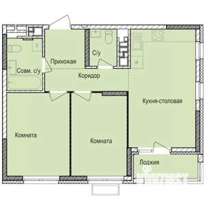 2-к квартира, строящийся дом, 58м2, 9/17 этаж