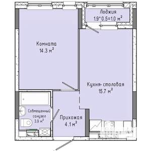 1-к квартира, строящийся дом, 39м2, 8/16 этаж