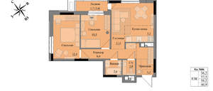 3-к квартира, вторичка, 59м2, 6/17 этаж