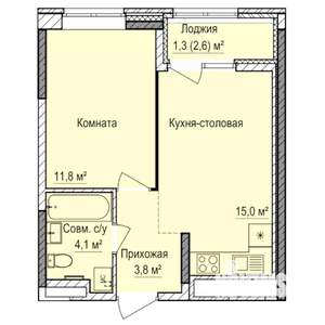1-к квартира, строящийся дом, 36м2, 2/17 этаж