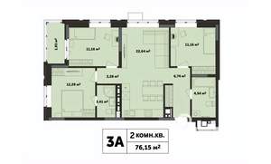 3-к квартира, строящийся дом, 76м2, 7/17 этаж