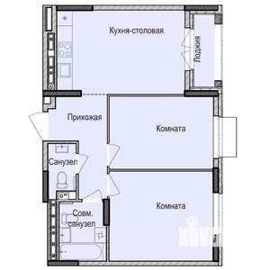2-к квартира, строящийся дом, 56м2, 12/17 этаж