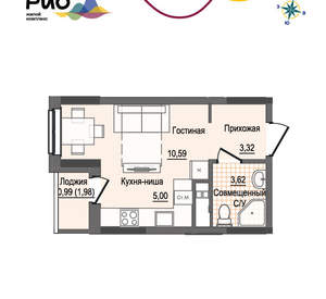 1-к квартира, вторичка, 23м2, 12/17 этаж
