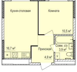1-к квартира, вторичка, 36м2, 2/17 этаж