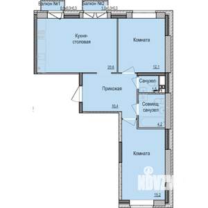 2-к квартира, строящийся дом, 65м2, 9/17 этаж