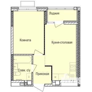 1-к квартира, строящийся дом, 36м2, 3/17 этаж