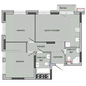 2-к квартира, строящийся дом, 62м2, 2/16 этаж