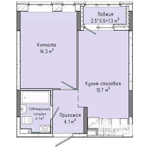 1-к квартира, строящийся дом, 40м2, 1/16 этаж