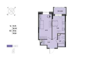 1-к квартира, вторичка, 37м2, 5/17 этаж
