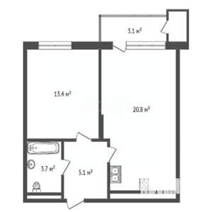 1-к квартира, вторичка, 46м2, 15/17 этаж