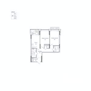 2-к квартира, вторичка, 62м2, 14/17 этаж