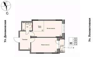 2-к квартира, строящийся дом, 51м2, 10/17 этаж