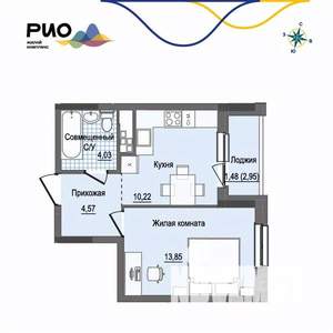 1-к квартира, вторичка, 34м2, 12/17 этаж