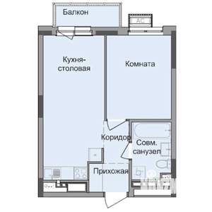 1-к квартира, строящийся дом, 38м2, 14/17 этаж