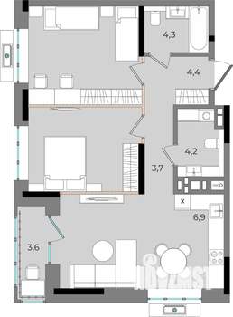2-к квартира, вторичка, 73м2, 15/16 этаж