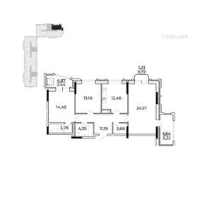 3-к квартира, вторичка, 99м2, 11/17 этаж