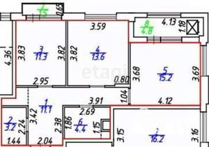 2-к квартира, вторичка, 59м2, 7/17 этаж