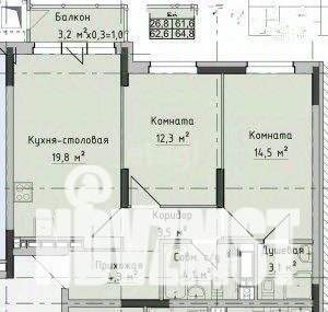 2-к квартира, вторичка, 63м2, 17/18 этаж