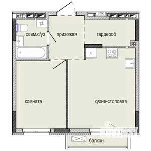 1-к квартира, строящийся дом, 41м2, 5/16 этаж