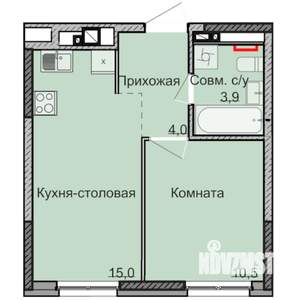 1-к квартира, строящийся дом, 33м2, 1/17 этаж