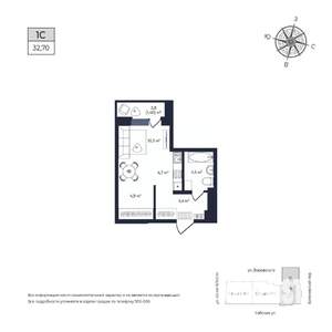 Студия квартира, строящийся дом, 33м2, 2/17 этаж
