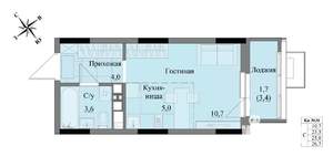 Студия квартира, вторичка, 25м2, 3/17 этаж