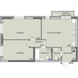 2-к квартира, строящийся дом, 59м2, 1/17 этаж