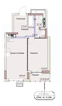 1-к квартира, сданный дом, 48м2, 17/17 этаж