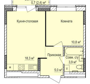 1-к квартира, вторичка, 39м2, 6/17 этаж