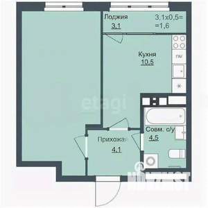 1-к квартира, вторичка, 42м2, 2/18 этаж