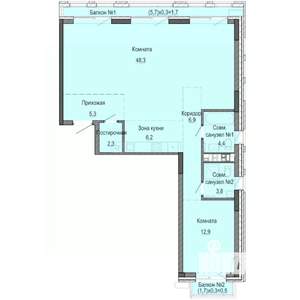 2-к квартира, вторичка, 93м2, 2/8 этаж