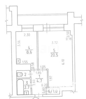 1-к квартира, вторичка, 39м2, 12/16 этаж
