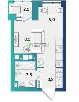 Студия квартира, вторичка, 26м2, 4/16 этаж