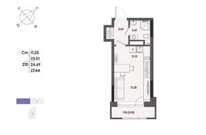 Студия квартира, вторичка, 25м2, 16/17 этаж