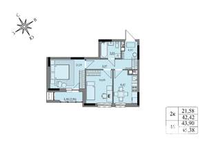 2-к квартира, вторичка, 44м2, 4/17 этаж