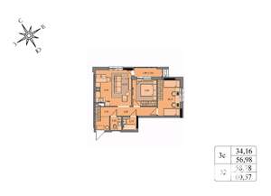 3-к квартира, вторичка, 59м2, 5/17 этаж