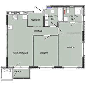 2-к квартира, вторичка, 58м2, 11/16 этаж