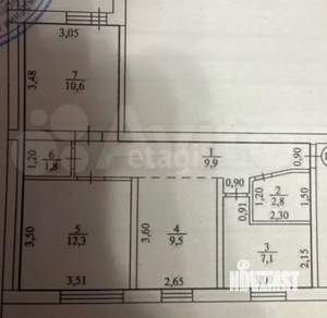 3-к квартира, вторичка, 54м2, 8/9 этаж