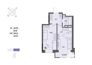 2-к квартира, вторичка, 38м2, 6/17 этаж