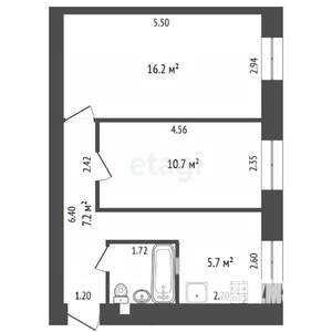 2-к квартира, вторичка, 43м2, 2/2 этаж