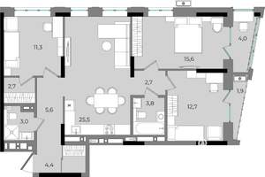 3-к квартира, вторичка, 94м2, 11/16 этаж
