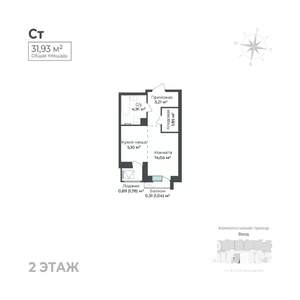 Студия квартира, строящийся дом, 32м2, 2/17 этаж