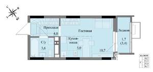 Студия квартира, вторичка, 25м2, 11/17 этаж