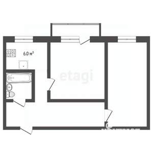 2-к квартира, вторичка, 42м2, 3/3 этаж