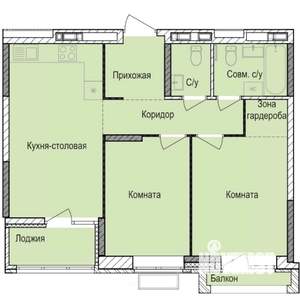 2-к квартира, строящийся дом, 58м2, 3/17 этаж