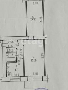 2-к квартира, вторичка, 46м2, 5/5 этаж