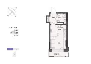 1-к квартира, строящийся дом, 25м2, 14/17 этаж
