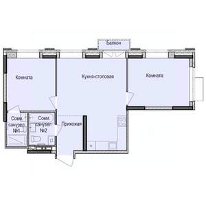 2-к квартира, строящийся дом, 61м2, 7/17 этаж