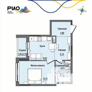1-к квартира, вторичка, 41м2, 3/17 этаж